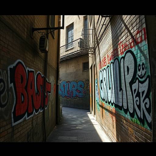 Image of a gritty urban alleyway with graffiti art